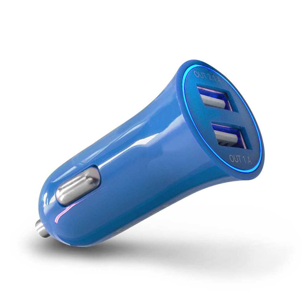 Cargador Para Auto Vorago 2 Puertos Usb Azul Au-103-bl