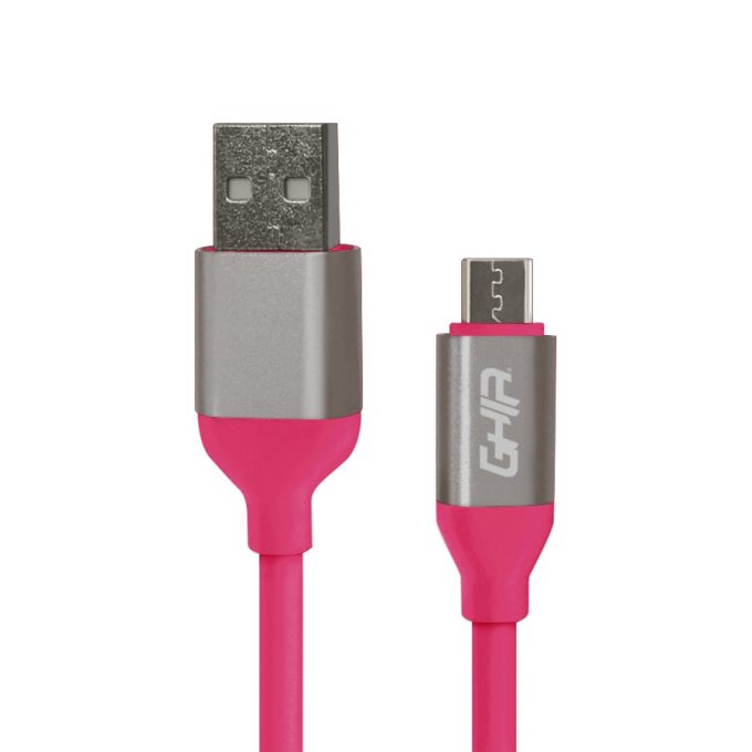 Cable Micro Usb Ghia Plastico 1m Color Rosa Gac-194P