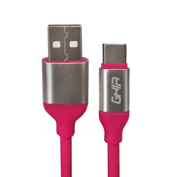 Cable Usb Tipo C Ghia Plastico 1m Color Rosa Gac-195p