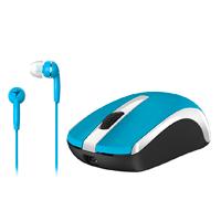 KIT MOUSE INALAMBRICO BLUE EYE GENIUS MH-8100 BATERIA RECARGABLE Y AURICULARES ALAMBRICOS AZUL