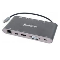 DOCKING 7-1 MANHATTAN USB-C A HDMI VGA RJ45 MINI DP 3 USB 3.5MM LECTOR SD