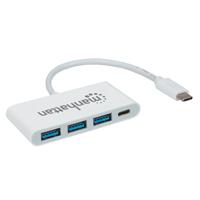 HUB MANHATTAN USB-C 3 PTOS AH SIN FUENTE 1 PTO CH DE ENERGIA