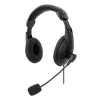 AUDIFONOS DIADEMA MANHATTAN AJUSTABLE, CABLE CON ENCHUFE USB, CONTROLES INTEGRADOS NEGRO