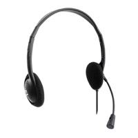 AUDIFONOS DIADEMA MANHATTAN CABLE CON ENCHUFE USB-A, MICROFONO AJUSTABLE NEGRO