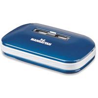 HUB USB 2.0 MANHATTAN 7 PUERTOS ALIMENTACION DUAL AZUL